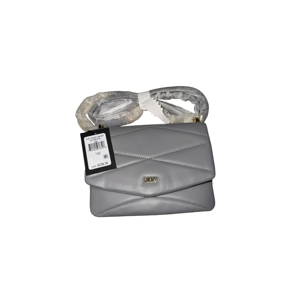 433. DKNY EVE Quilted Crossbody Bag Gray Women's Shoulder Purse Handbag